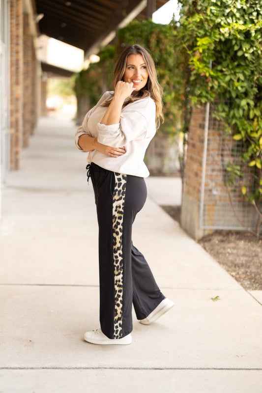 The Chelsea Black Wide Leg with Leopard