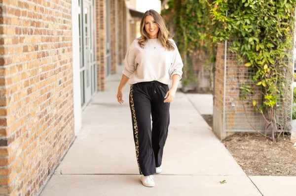 The Chelsea Black Wide Leg with Leopard