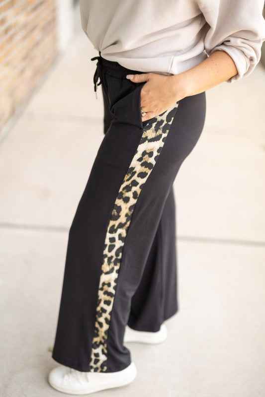 The Chelsea Black Wide Leg with Leopard