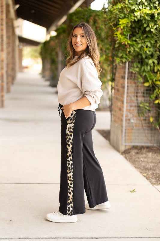 The Chelsea Black Wide Leg with Leopard