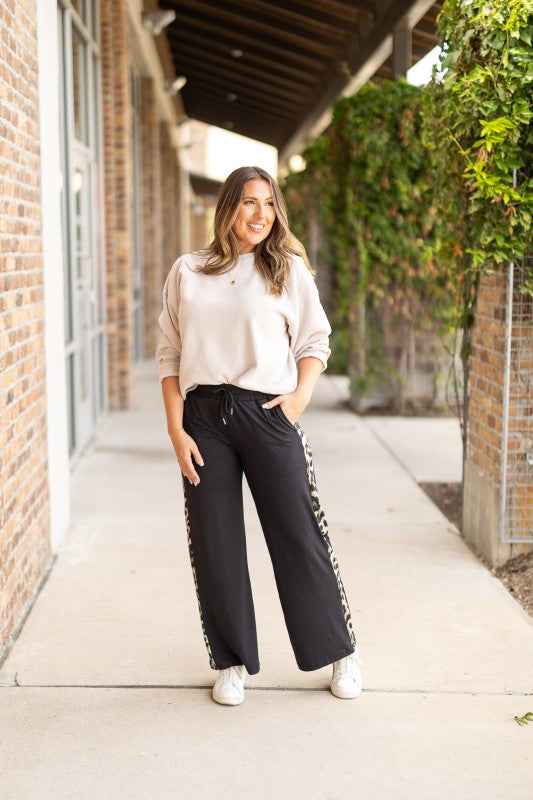 The Chelsea Black Wide Leg with Leopard