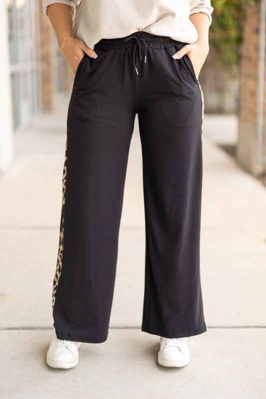 The Chelsea Black Wide Leg with Leopard