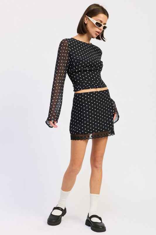 POLKAT DOT MINI LACE SKIRT