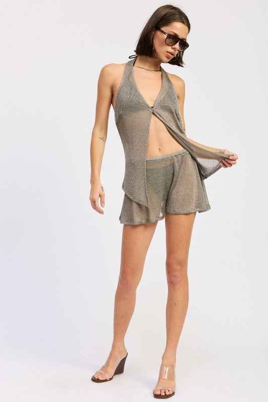 MINI SHEER METALLIC SKIRT