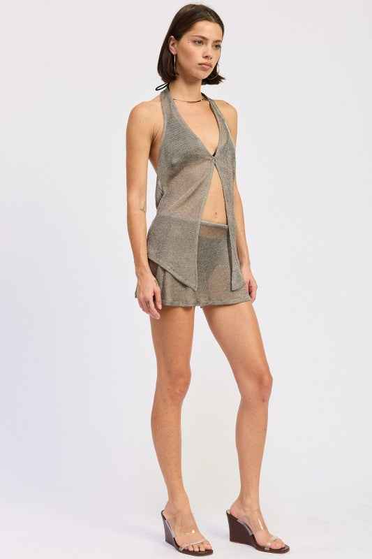 MINI SHEER METALLIC SKIRT
