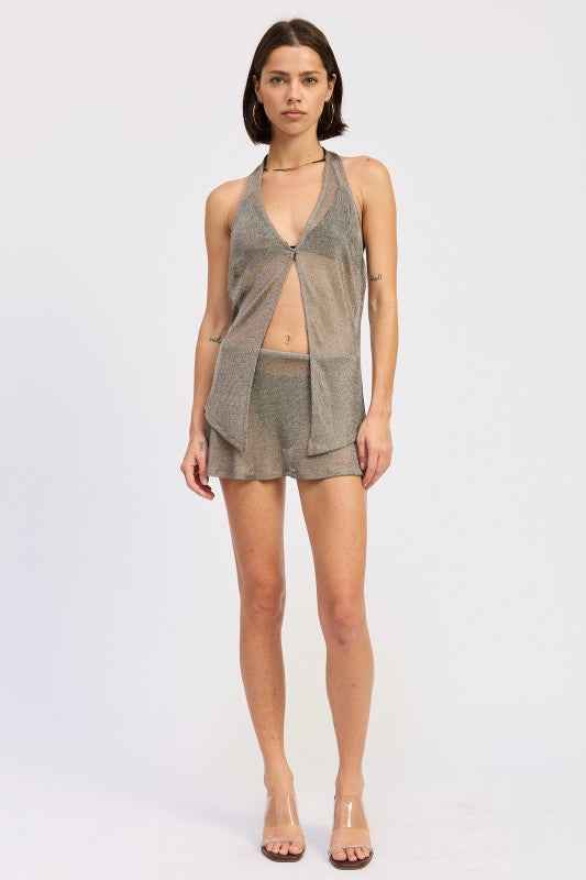 MINI SHEER METALLIC SKIRT