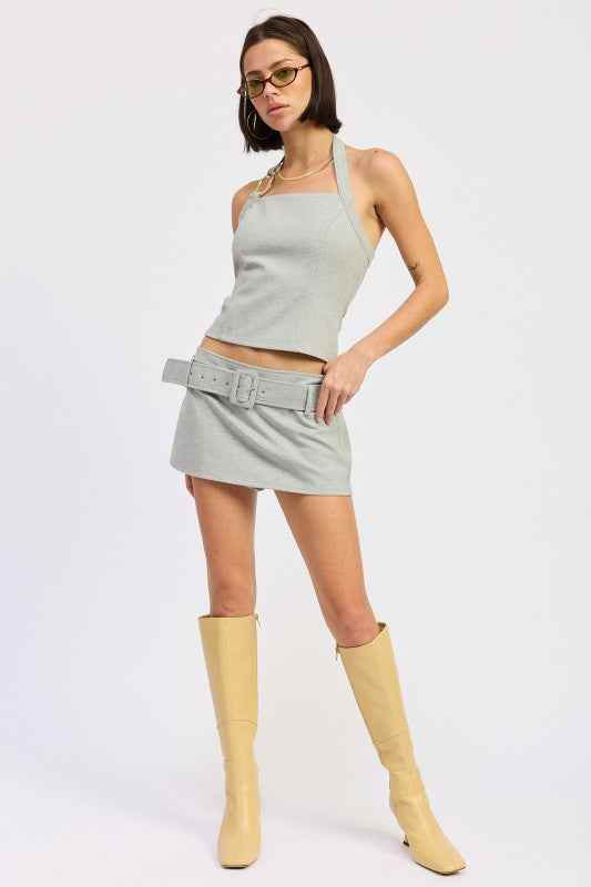 MINI LOW RISE BELTED SKIRT