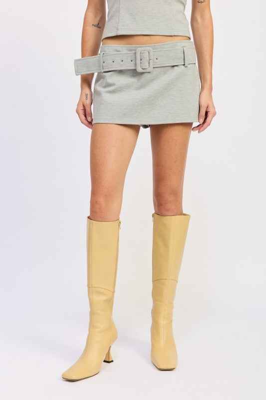 MINI LOW RISE BELTED SKIRT