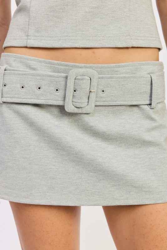 MINI LOW RISE BELTED SKIRT