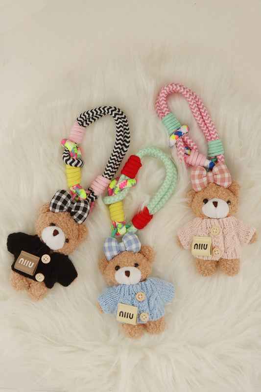 Mini Colorful Plush Teddy Bear Versatile Keychain