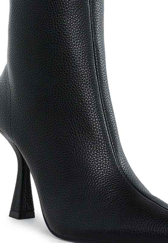 Tentia Metallic Pleather Spool Heel Boots