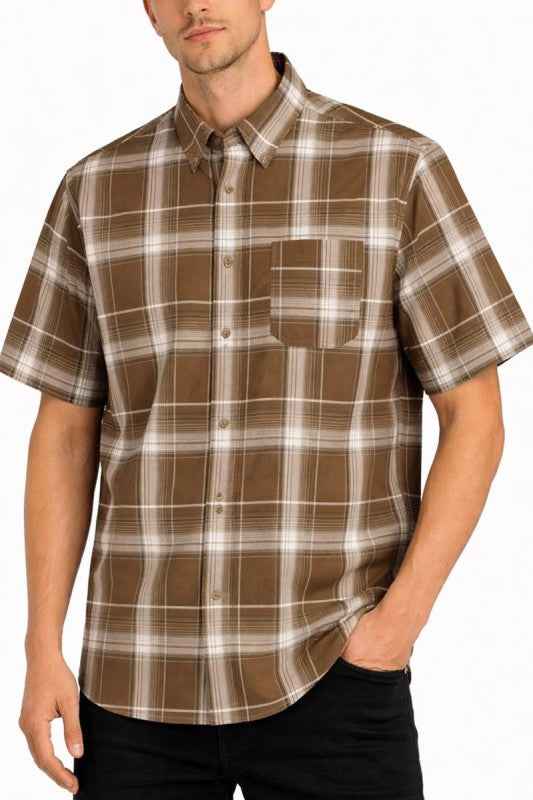 OldSchool Checkered Button Down Short Sleeve Shirt