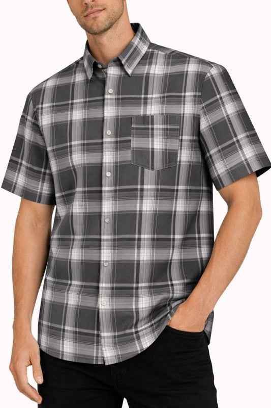 OldSchool Checkered Button Down Short Sleeve Shirt