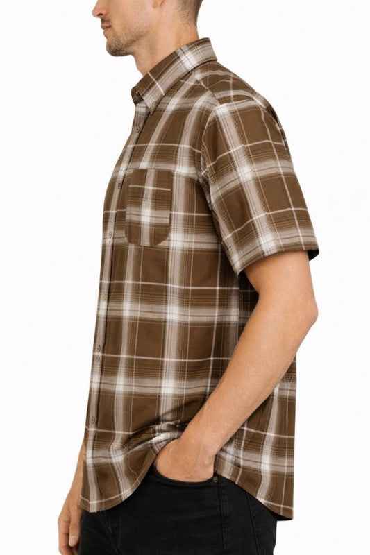 OldSchool Checkered Button Down Short Sleeve Shirt