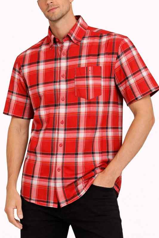 OldSchool Checkered Button Down Short Sleeve Shirt