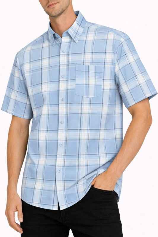 OldSchool Checkered Button Down Short Sleeve Shirt