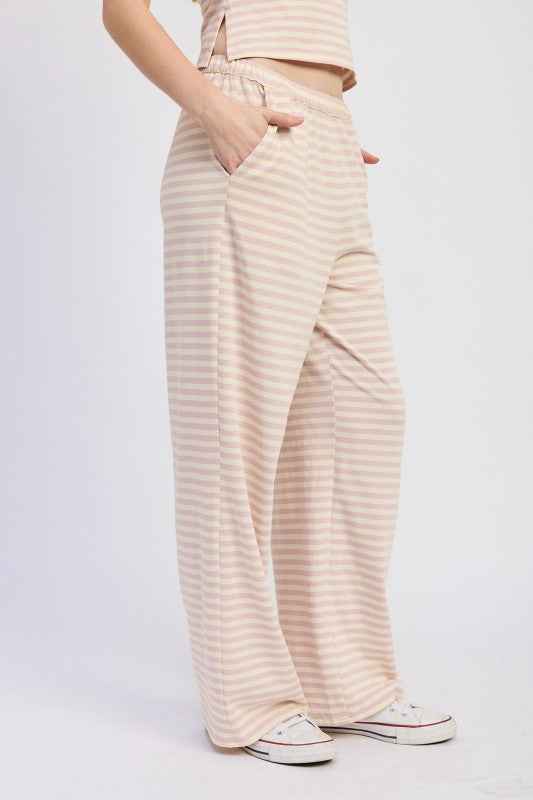 STRIPED PANTS WITH ELASTIC WAISTBAND