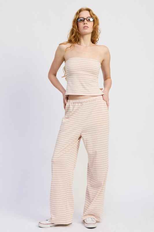 STRIPED PANTS WITH ELASTIC WAISTBAND