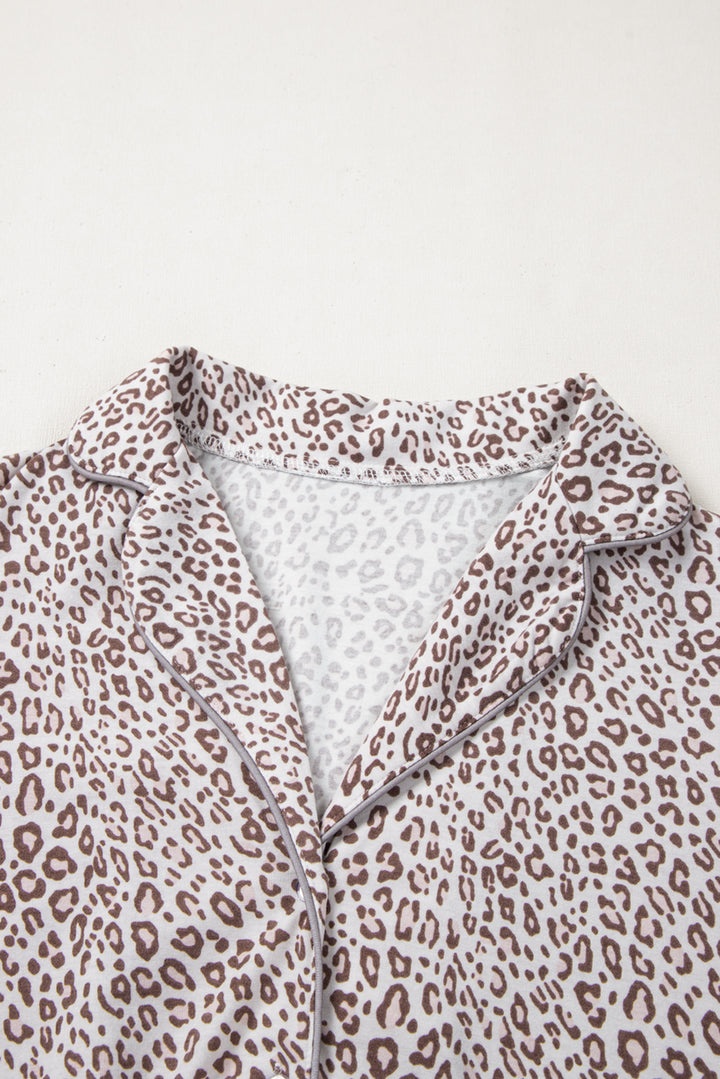 White Leopard Print Long Sleeve and Pants Pajamas Set Dear-Lover Dropshipping