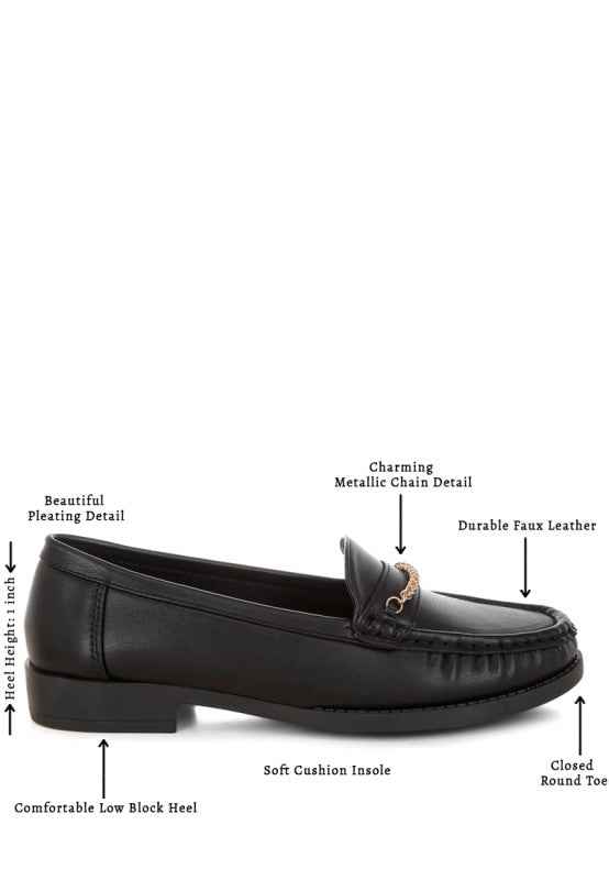 Nemunk Metallic Chain Detail Loafers
