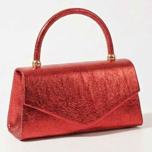 Metallic Glitter Mini Handbag Top Handle Triangle