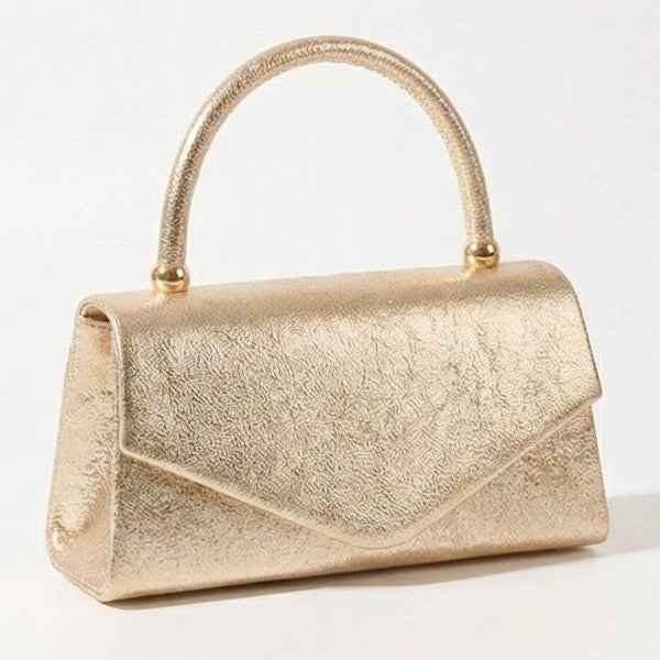 Metallic Glitter Mini Handbag Top Handle Triangle