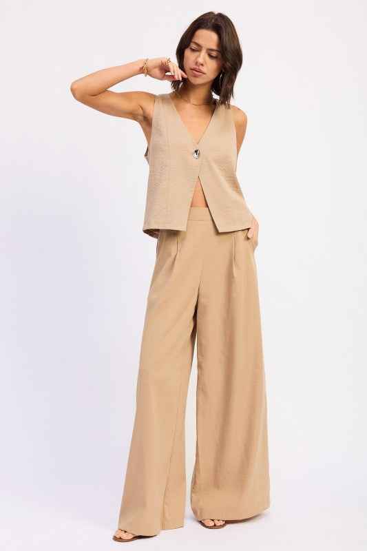 WIDE LEG LINEN PANTS