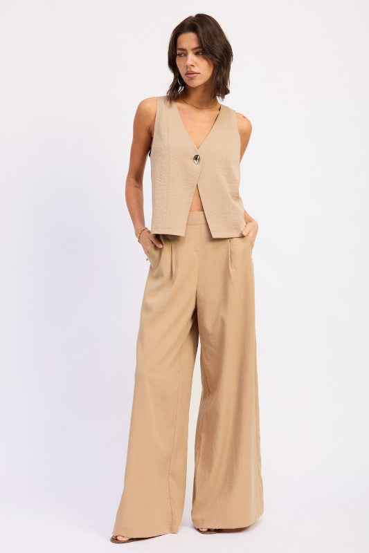 WIDE LEG LINEN PANTS