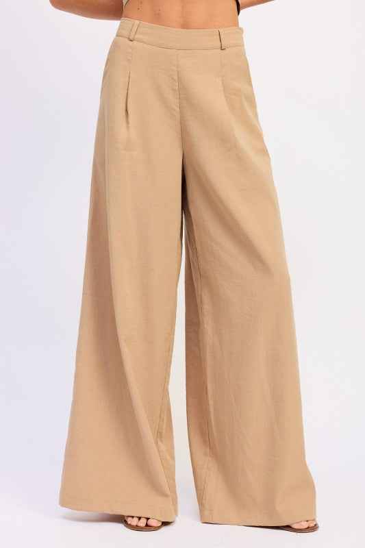 WIDE LEG LINEN PANTS