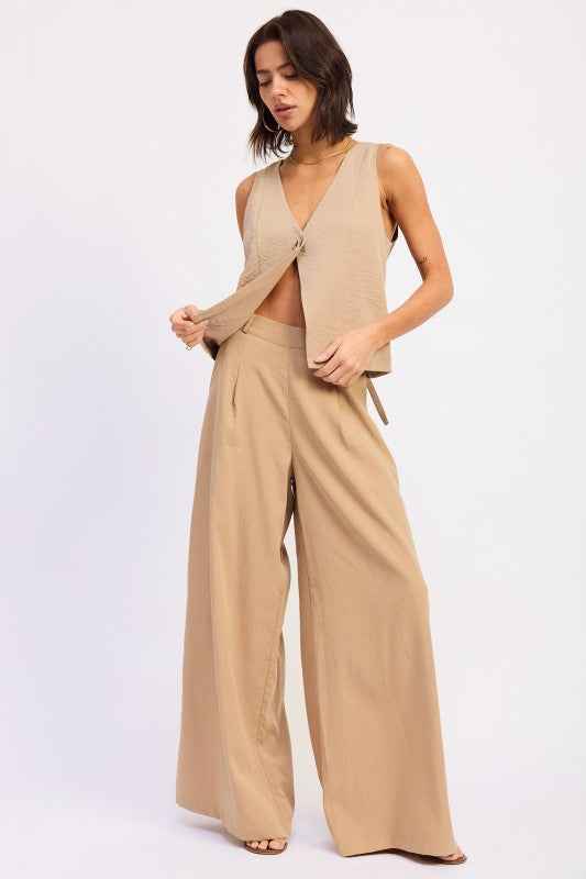 WIDE LEG LINEN PANTS
