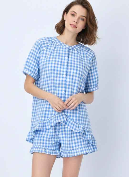 Gingham Ruffle Pajama Set