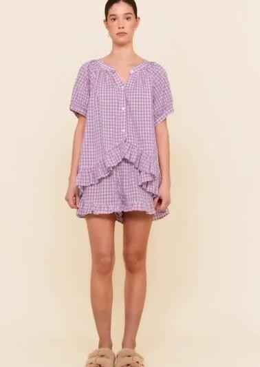 Gingham Ruffle Pajama Set