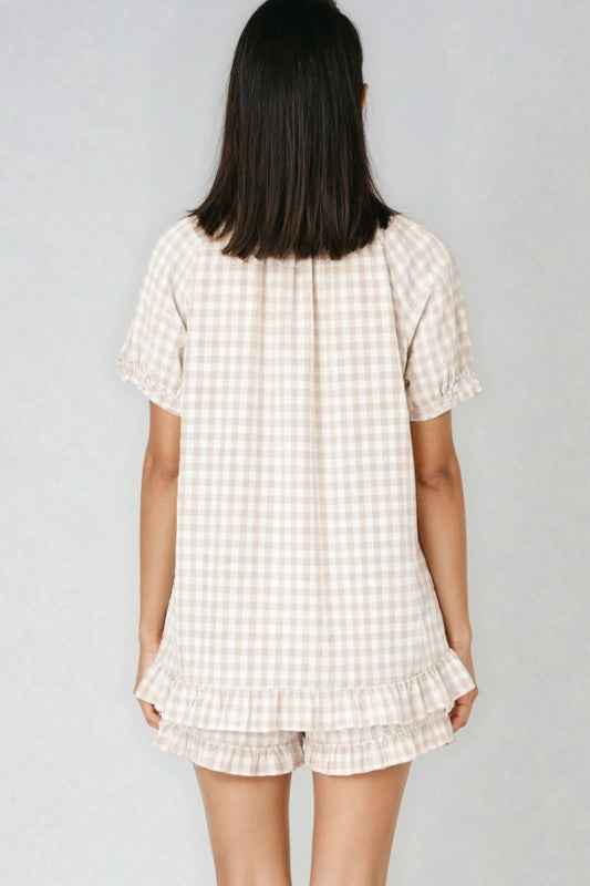 Gingham Ruffle Pajama Set