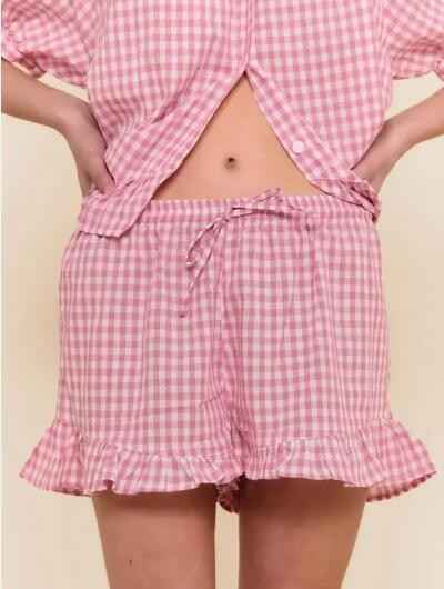Gingham Ruffle Pajama Set