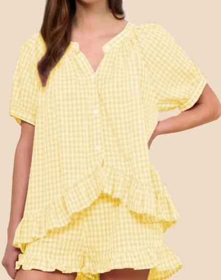 Gingham Ruffle Pajama Set