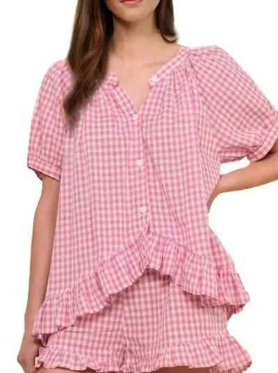 Gingham Ruffle Pajama Set