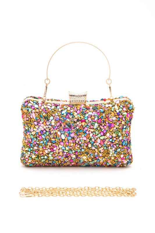 Druzy Stone Iconic Box Clutch Bag