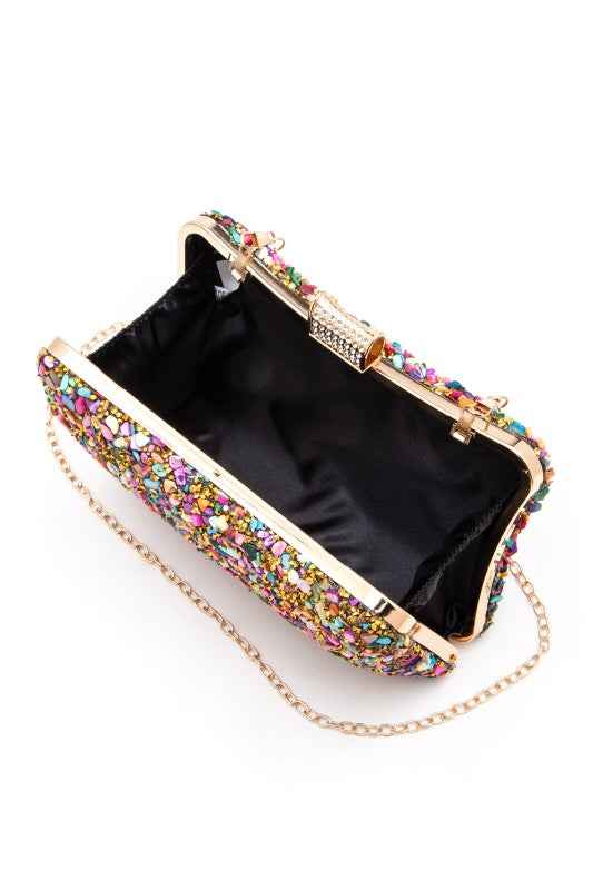 Druzy Stone Iconic Box Clutch Bag