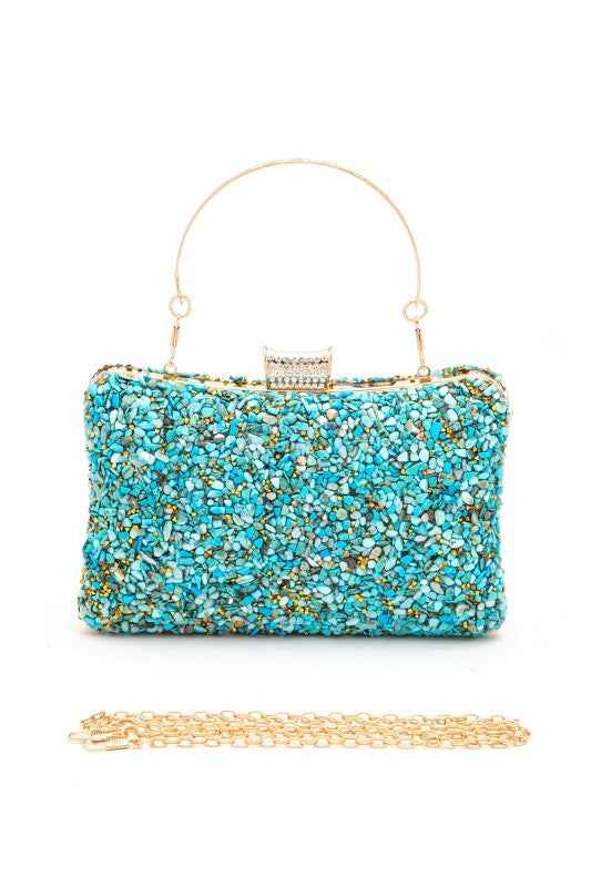 Druzy Stone Iconic Box Clutch Bag