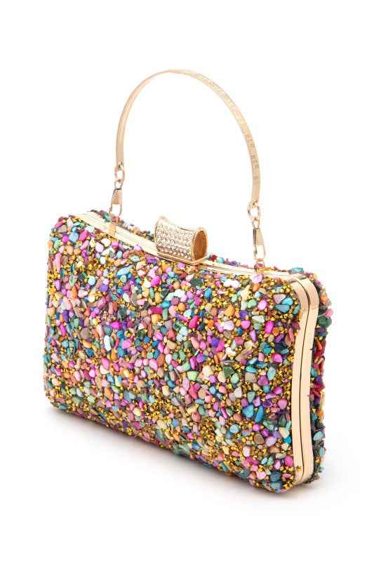 Druzy Stone Iconic Box Clutch Bag