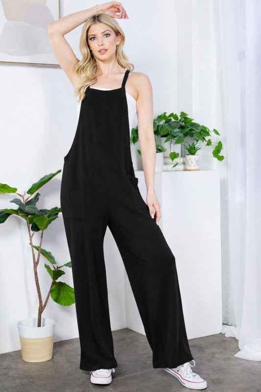 French Terry Wide Leg Overalls