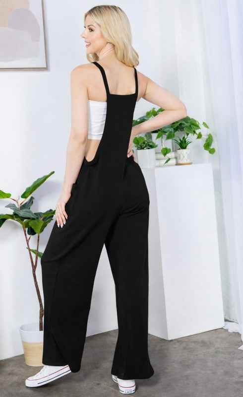 French Terry Wide Leg Overalls