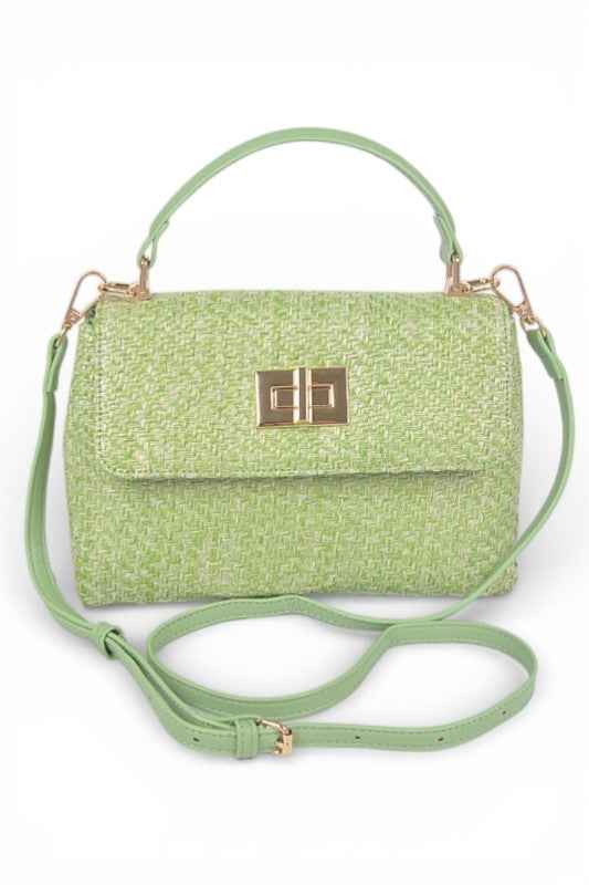 Color Straw Top Handle Convertible Bag