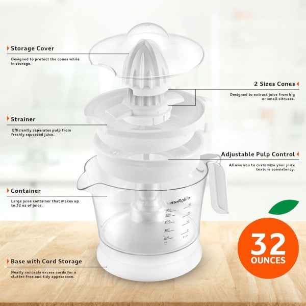 moRollio Compact 32oz Electric Citrus Juicer
