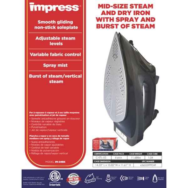 Impress Steam and Dry Iron with Spray/Burst