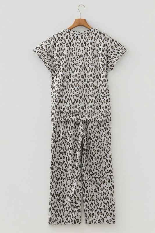 Leopard Short Sleeve Tee & Pants Set