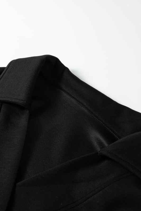 Solid Collared V-Neck Sweatshirt & Sweatpants Set