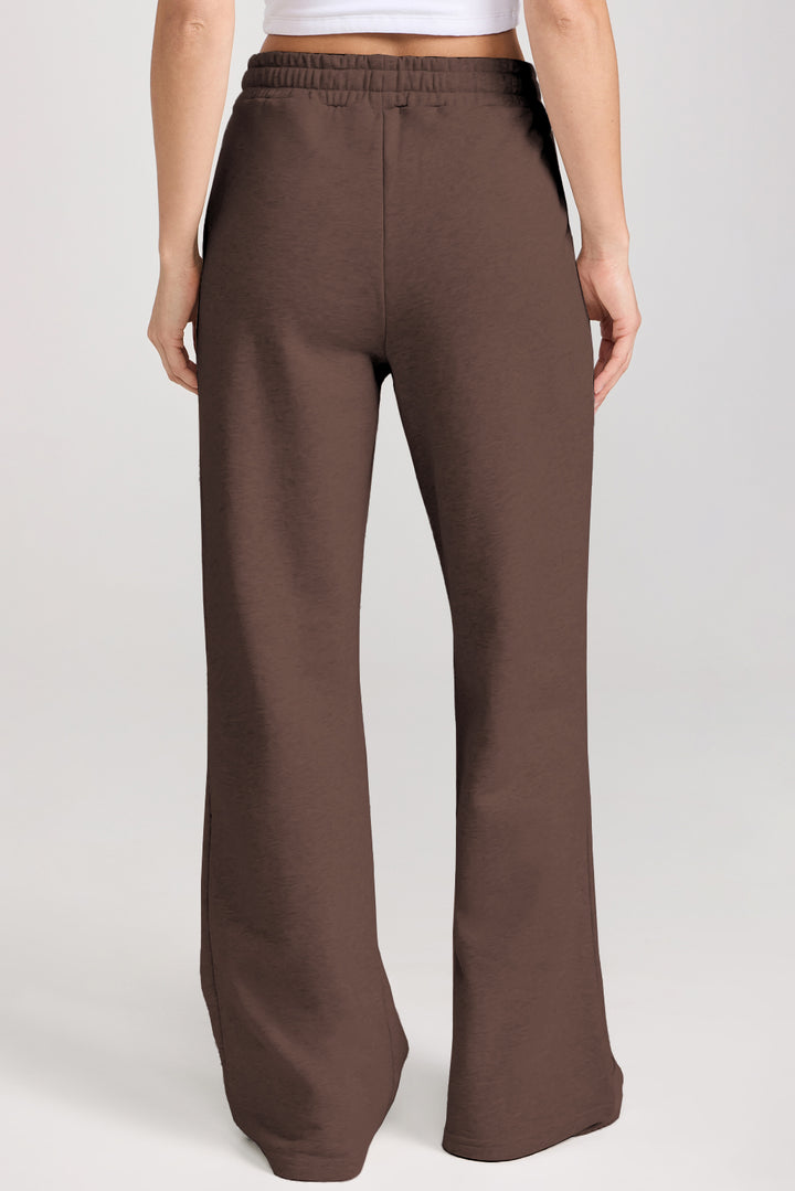 Dark Brown Solid Collared Sweatshirt and High Waist Pants Active Set Dear-Lover Dropshipping
