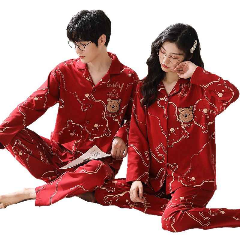 Red couple pajamas long sleeved card home clothes eprolo