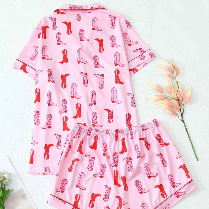 Western Cowboy High Heel Shoes Short Sleeve Shorts Pajamas Loungewear